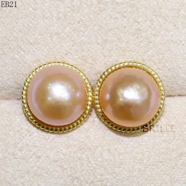 Natural Color Freshwater Pearl Fashion Jewelry 9-10mm Edison Pearl Earrings