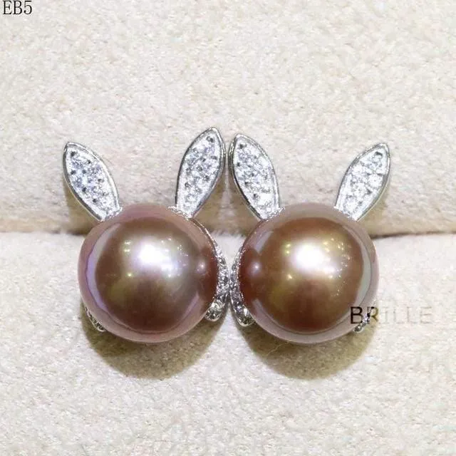 Natural Color Freshwater Pearl Fashion Jewelry 9-10mm Edison Pearl Earrings