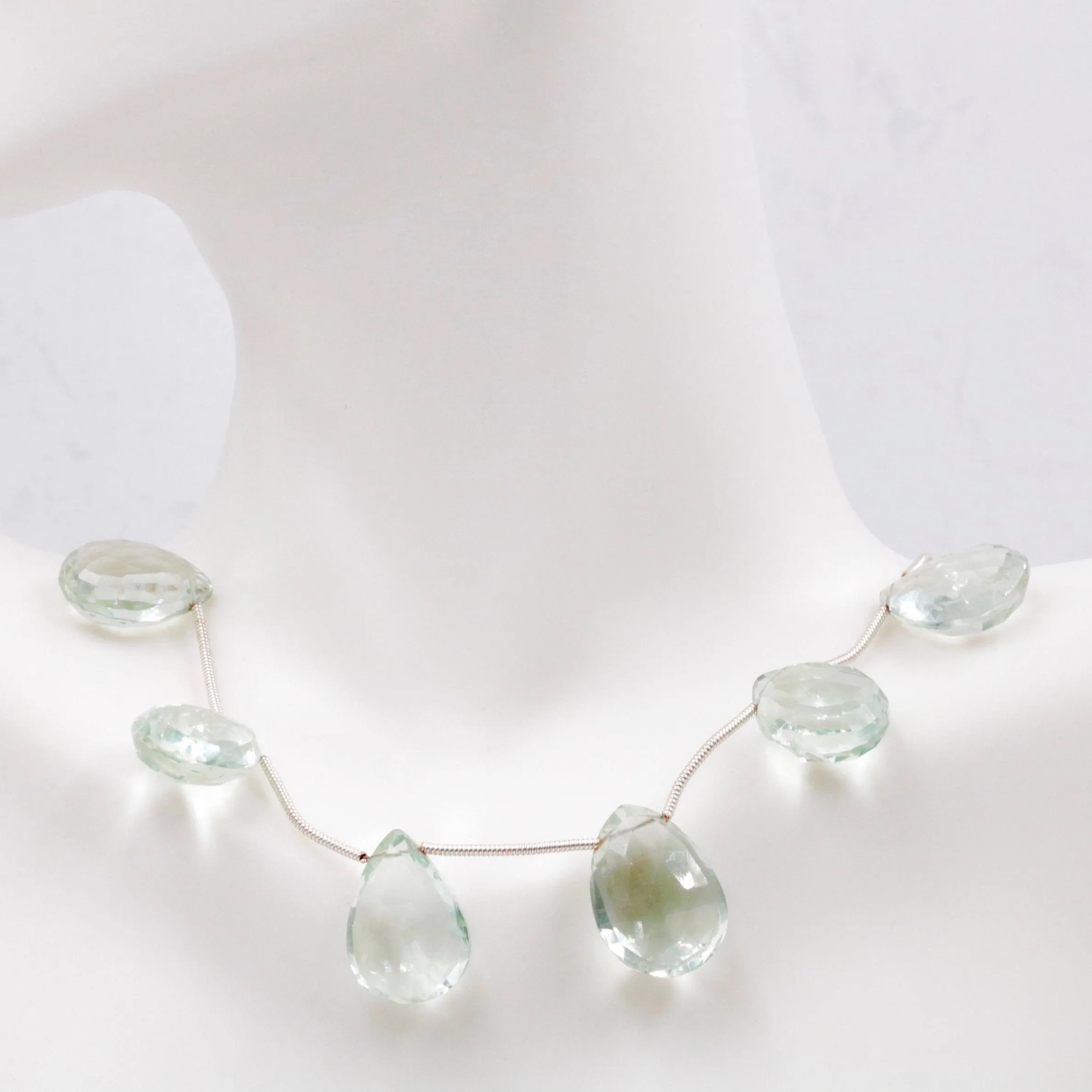 Natural Prasiolite Briolette Strand faceted loose Prasiolite Briolette stone genuine green amethyst stone loose SKU 108045