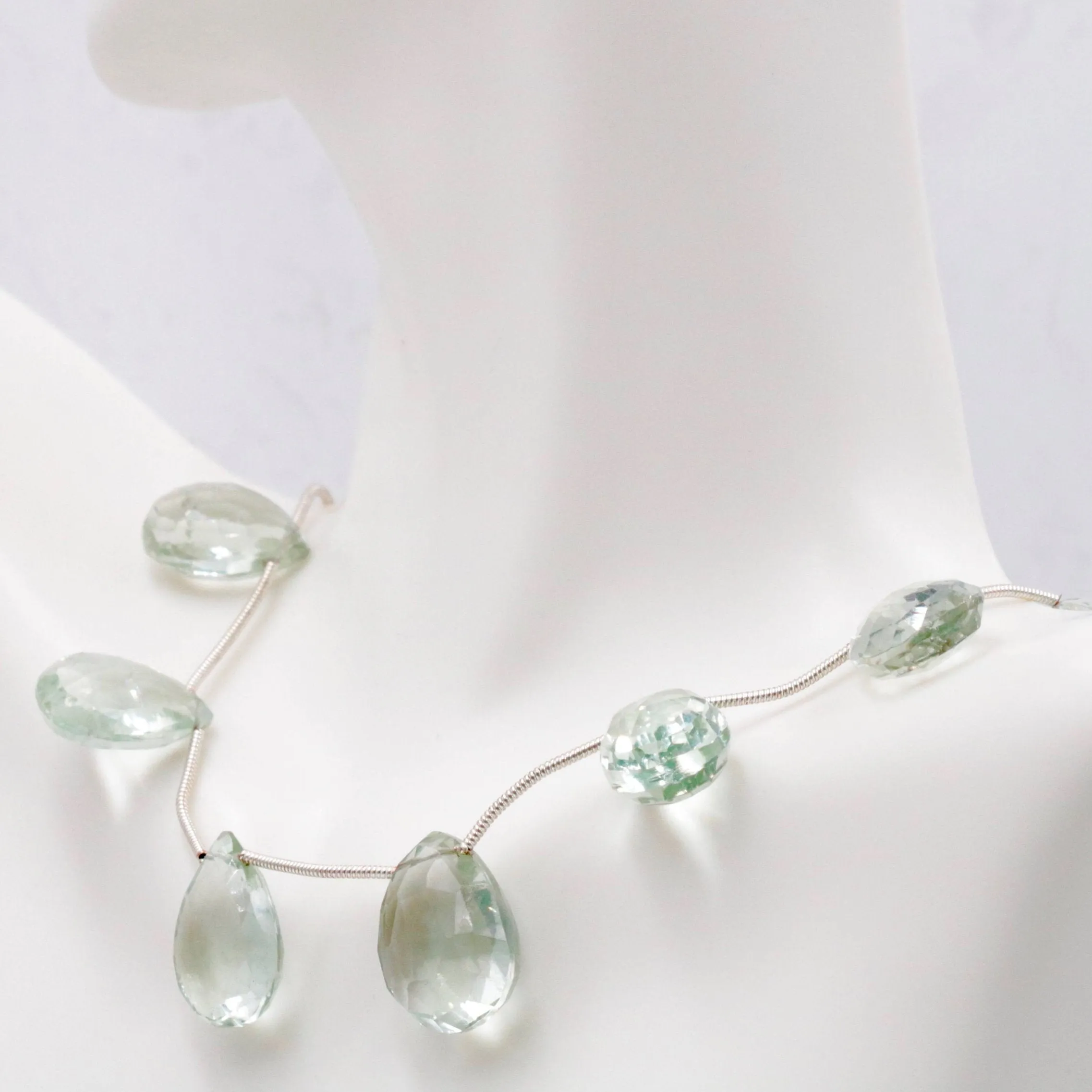 Natural Prasiolite Briolette Strand faceted loose Prasiolite Briolette stone genuine green amethyst stone loose SKU 108045