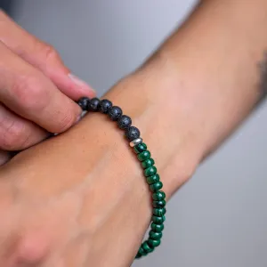 Nature's Balance Malachite and Lava Stone Bracelet 6mm