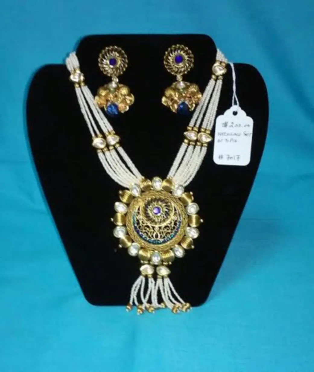 Necklace Set 7017 Golden Blue Effect Necklace Set