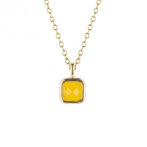 November Birthstone Light Yellow Quartz Gold Plated Silver Necklace N4516