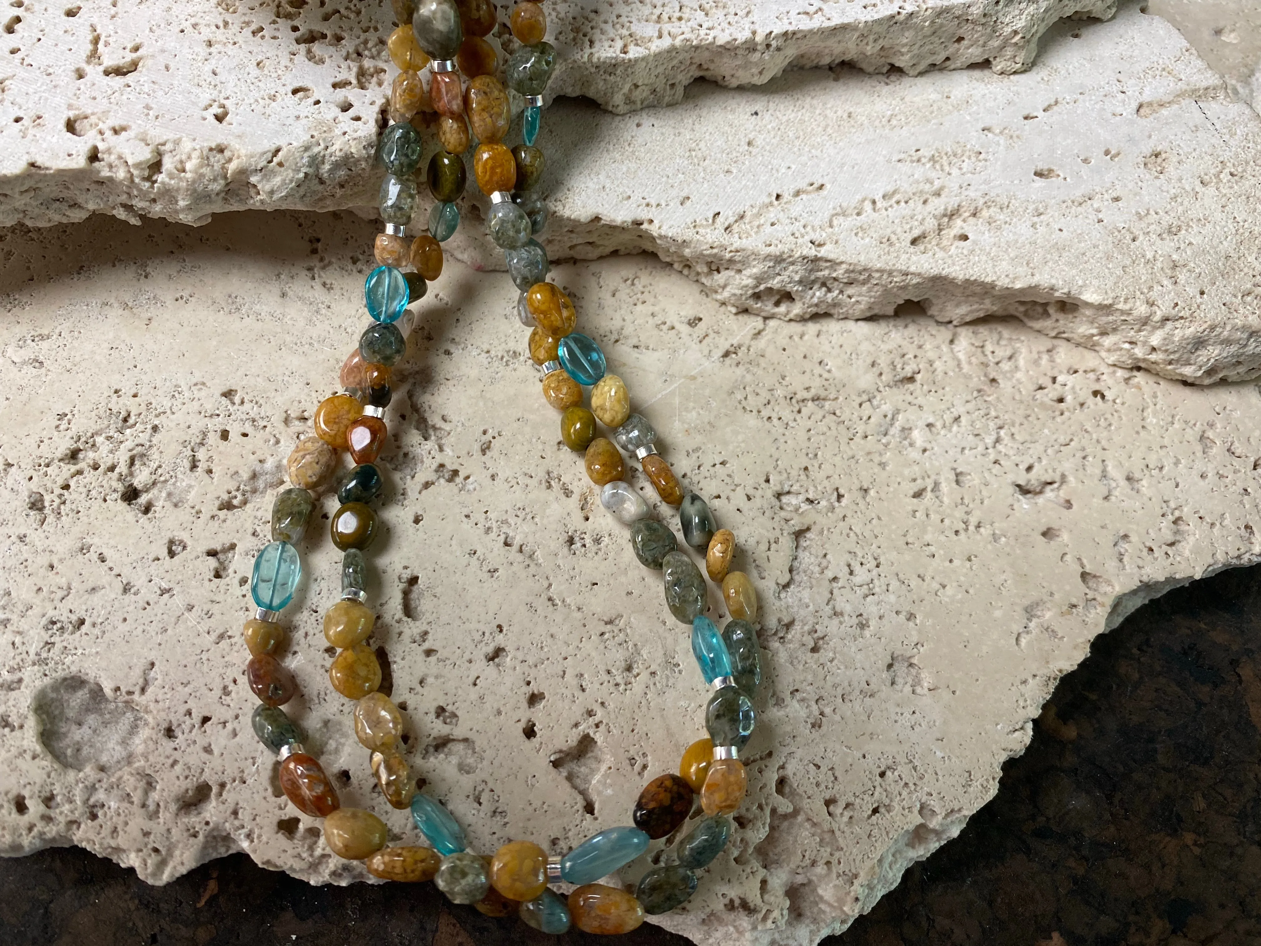 Ocean Jasper And Apatite Necklace