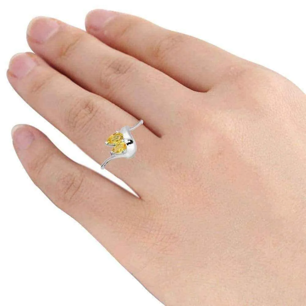 Orchid Jewelry Pear Cut Citrine Engagement Ring