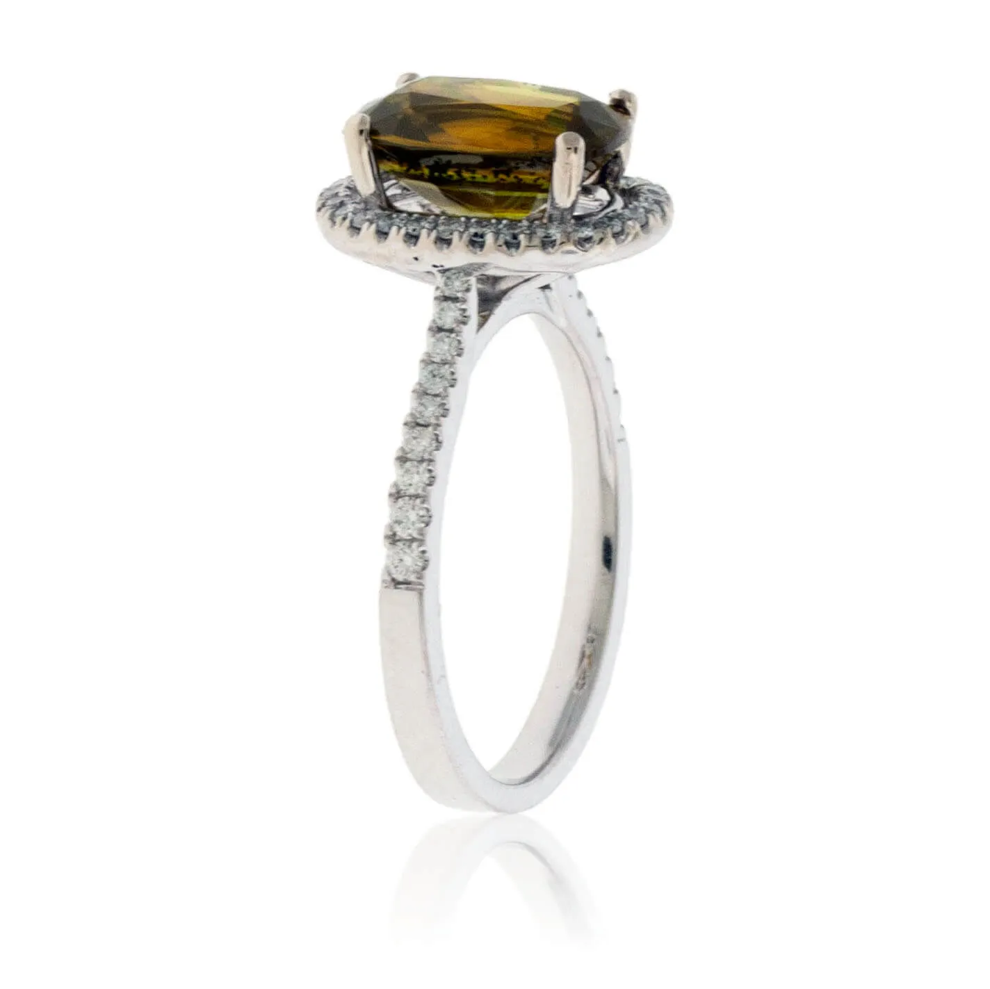 Oval Sphene and Diamond Accented Ring