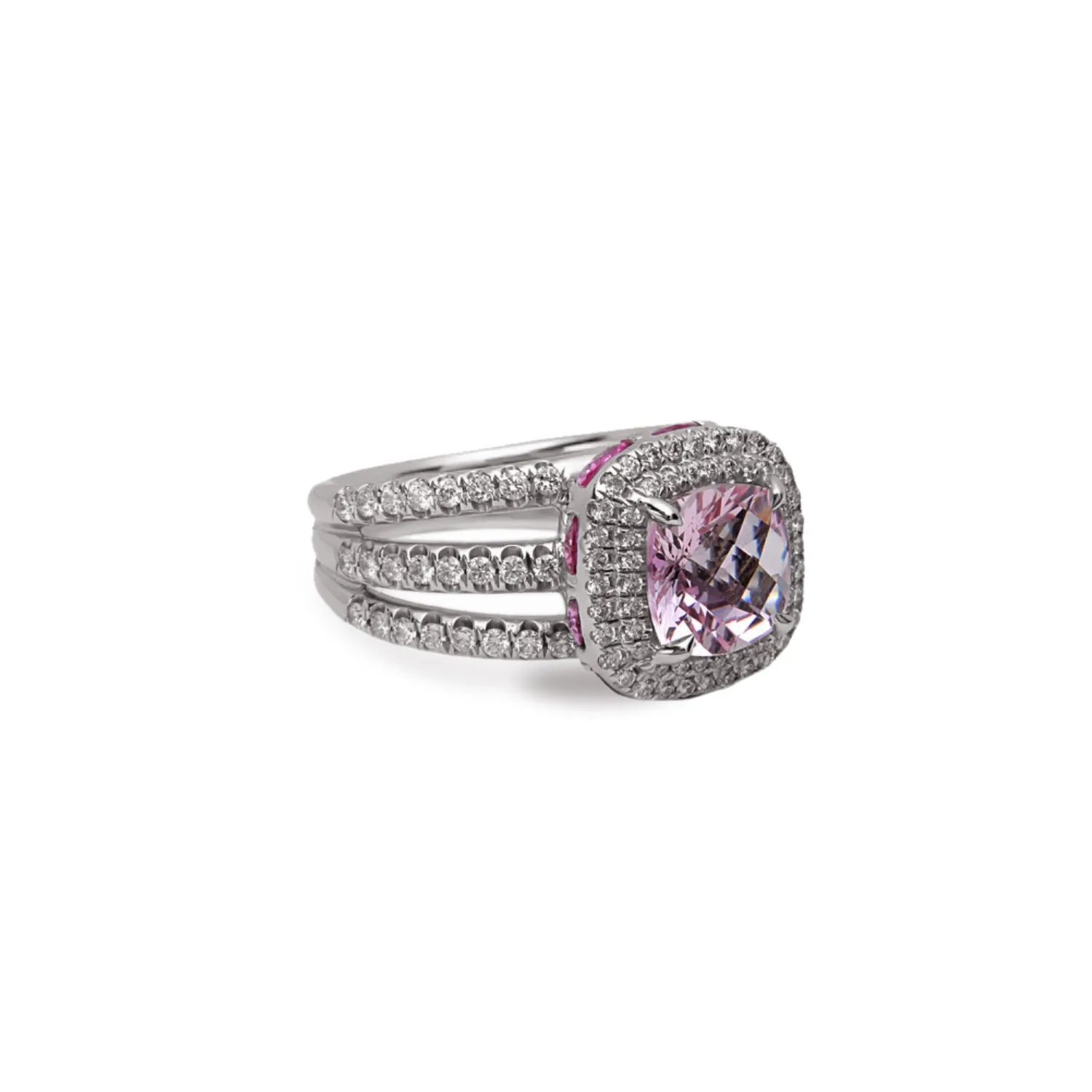 Pastel Diamond Split-Band Petite Cushion Ring