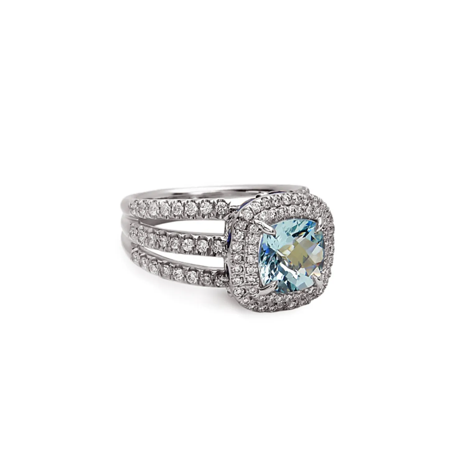 Pastel Diamond Split-Band Petite Cushion Ring