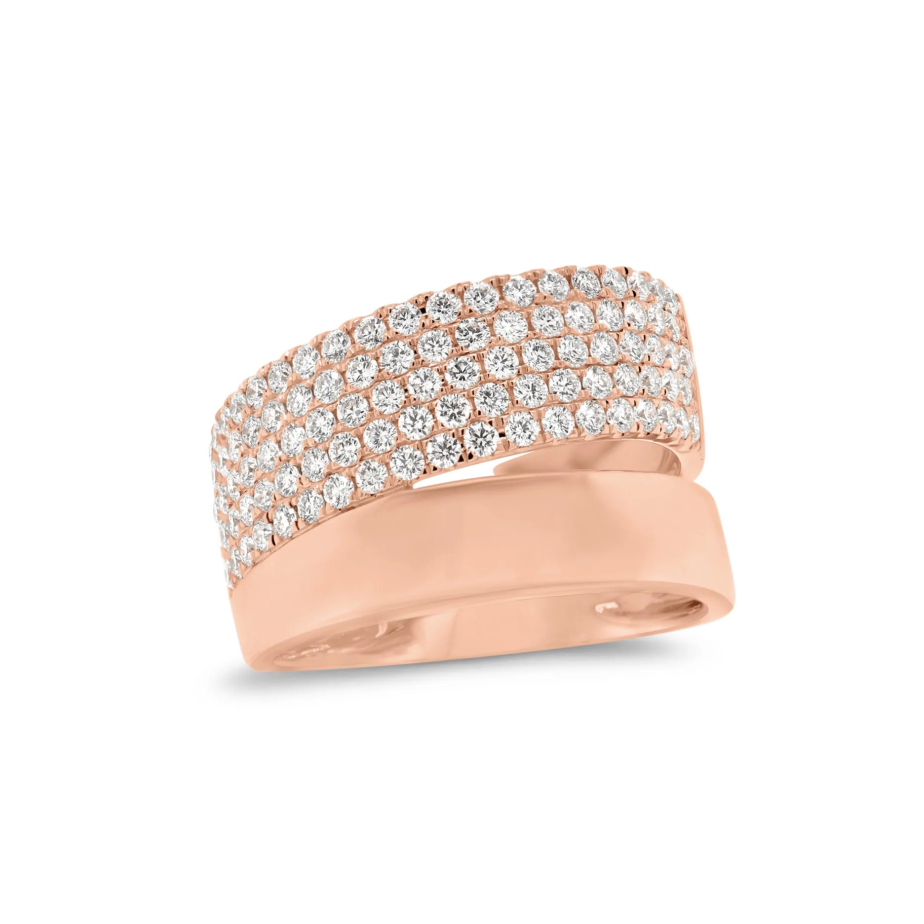 Pave Diamond & Gold Double Band Ring