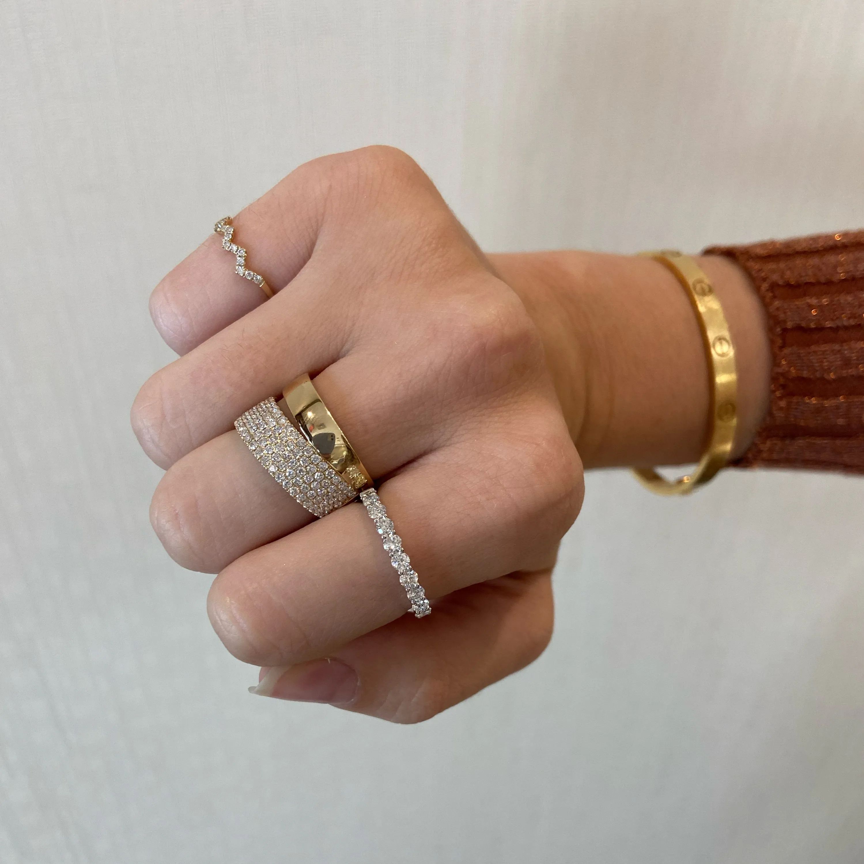 Pave Diamond & Gold Double Band Ring