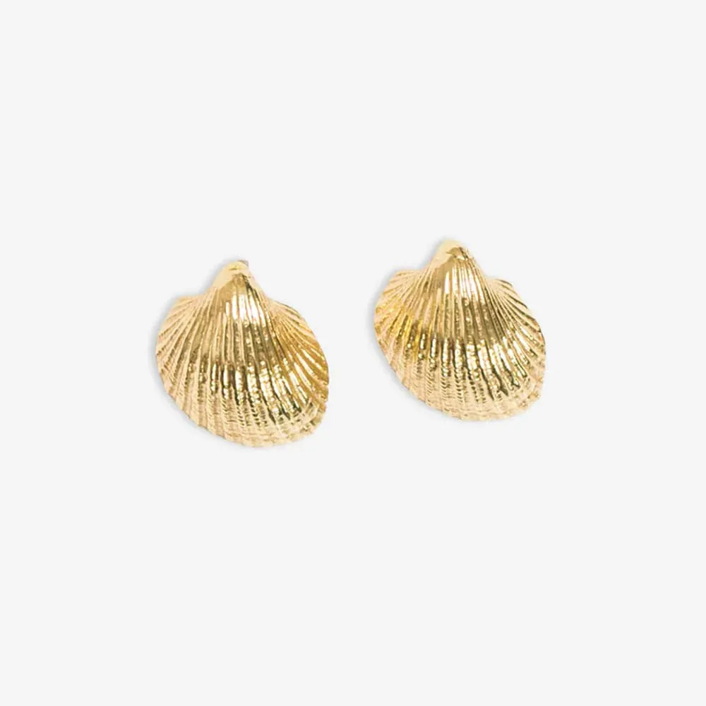 Pearl Cockle Shell Earrings Brass