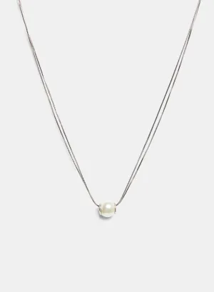 Pearl Detail Double Chain Necklace