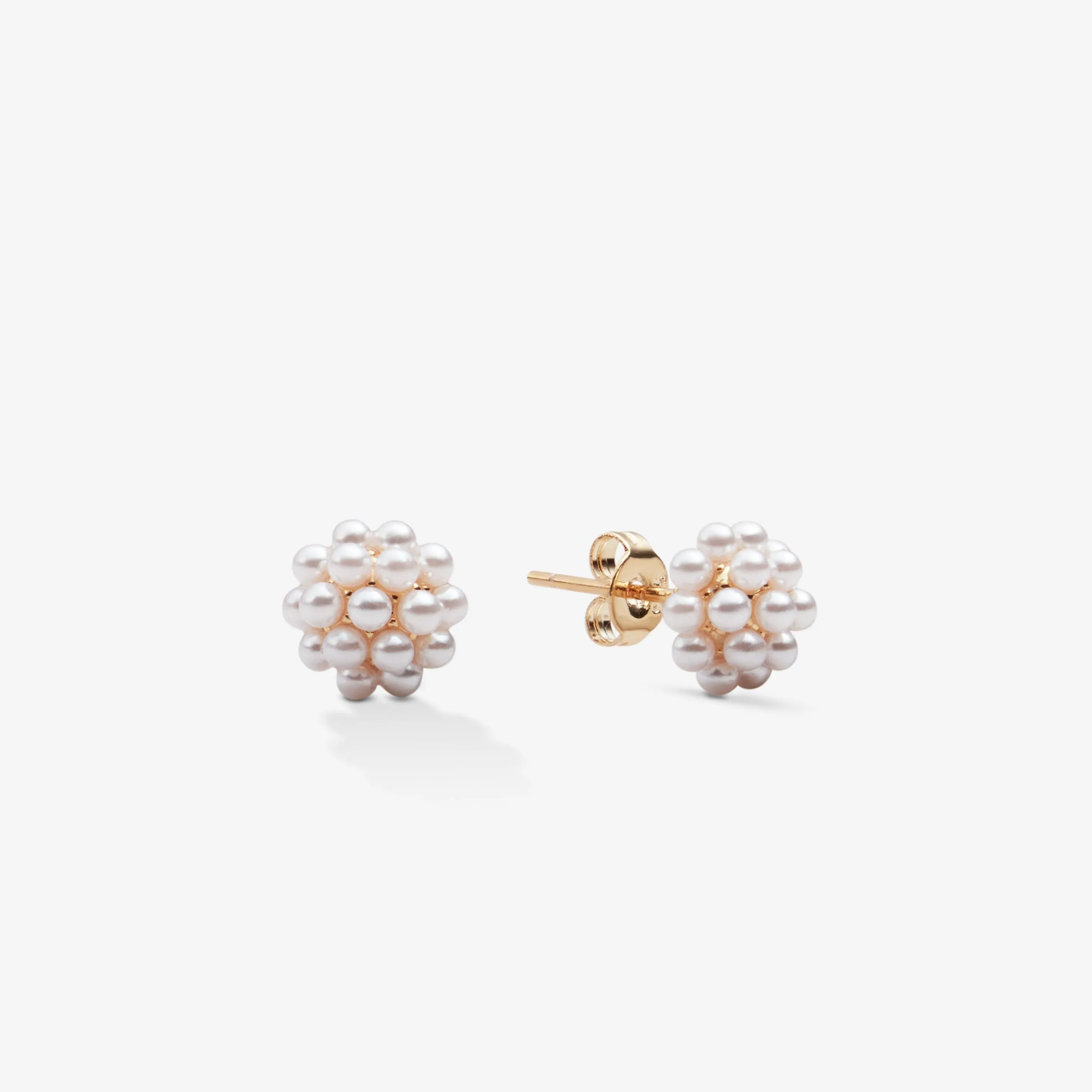 PEARL FLOWER STUDS EARRINGS Gold