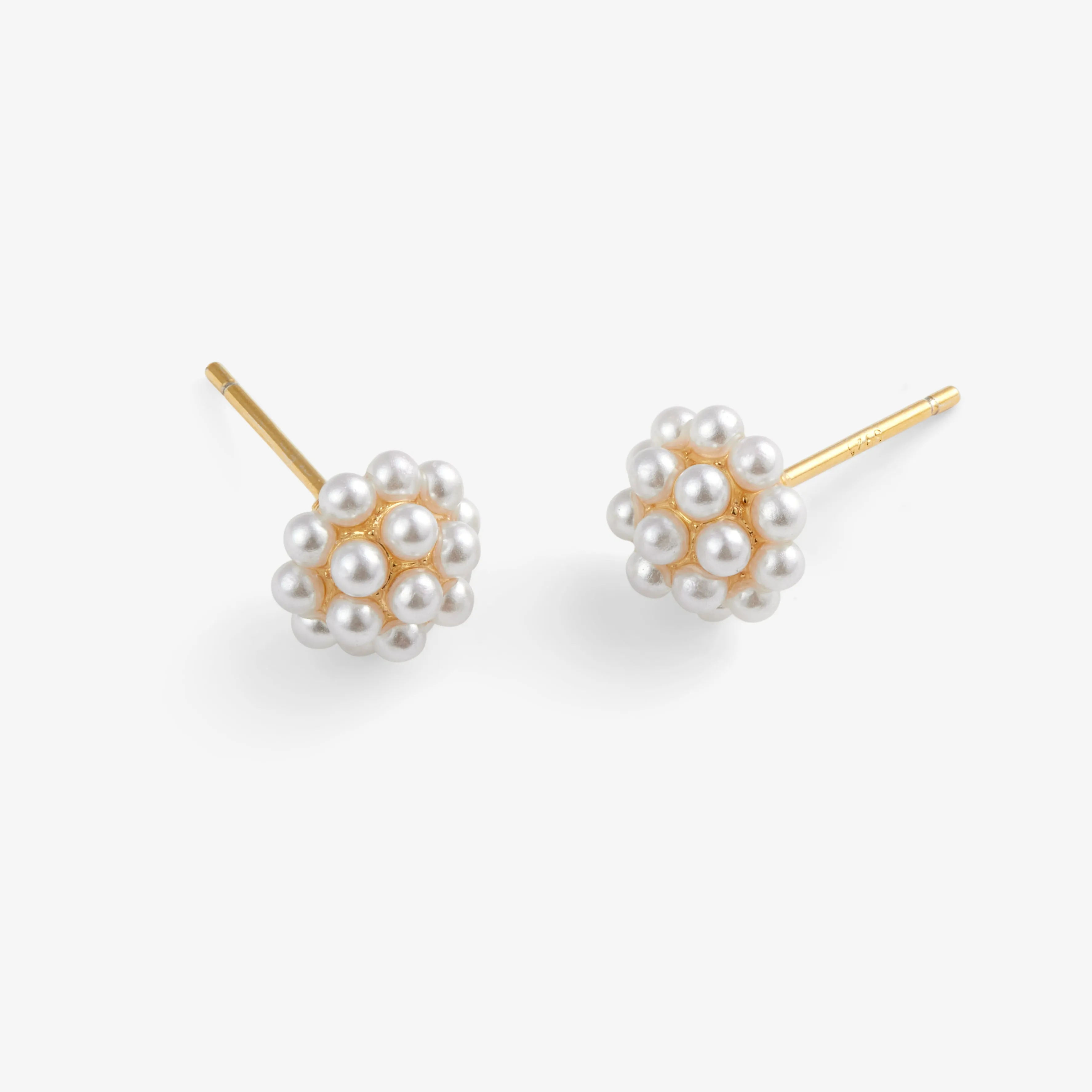 PEARL FLOWER STUDS EARRINGS Gold