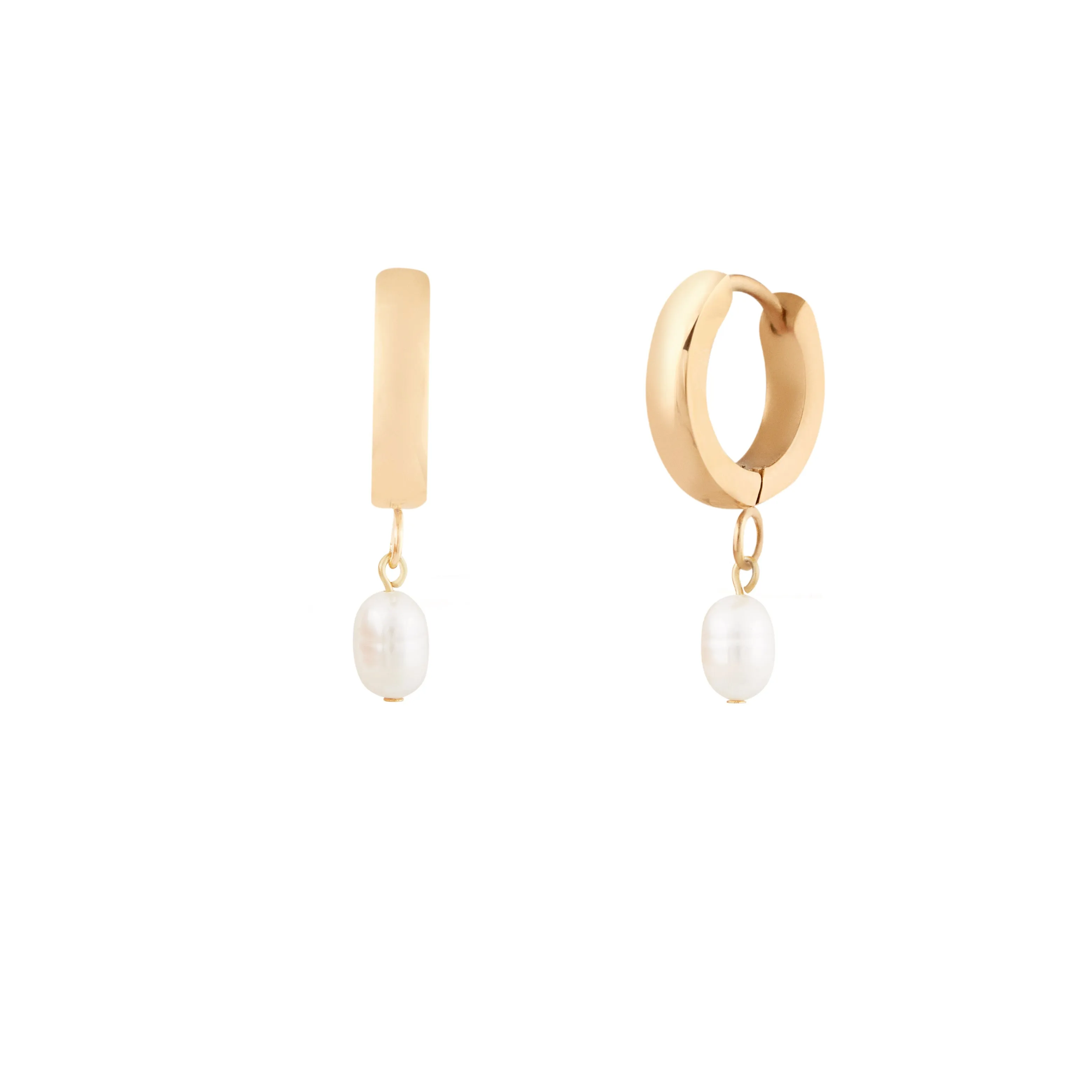 Pearl Hoops - Gold