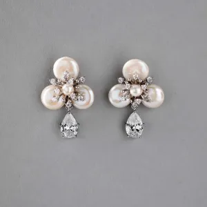 Pearl Statement Earrings with Pear Drop CZ