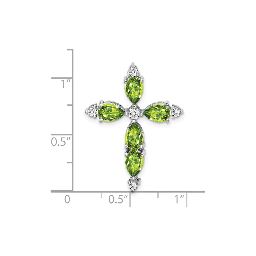 Peridot and Diamond Cross Pendant (14K)