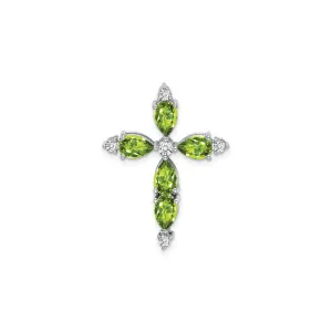 Peridot and Diamond Cross Pendant (14K)