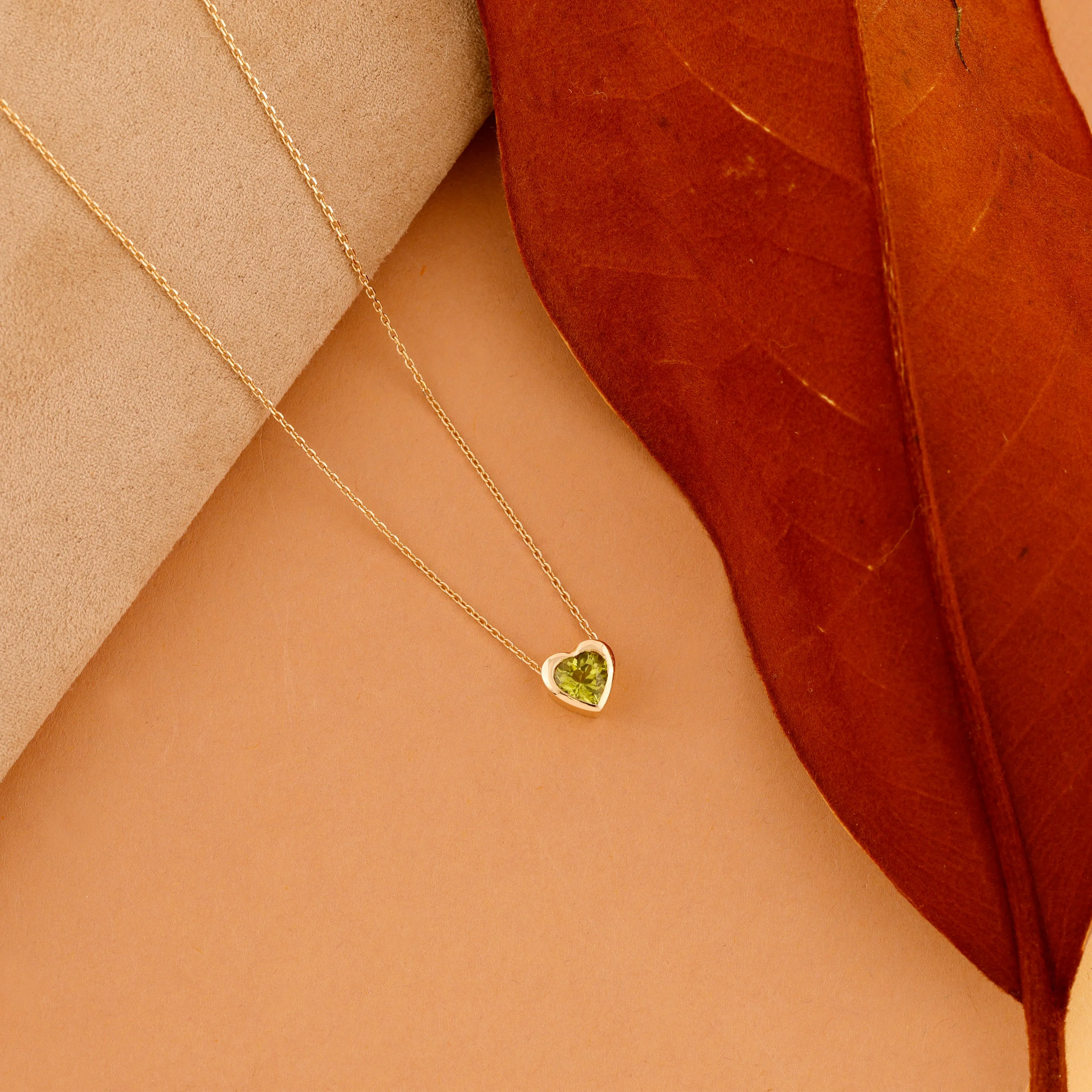 Peridot Heart Necklace, Ashly