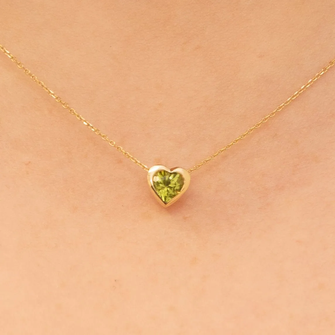 Peridot Heart Necklace, Ashly