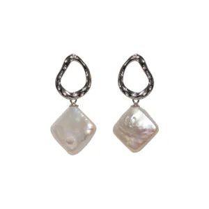 Petite Silver Dali Baroque Pearl Earrings