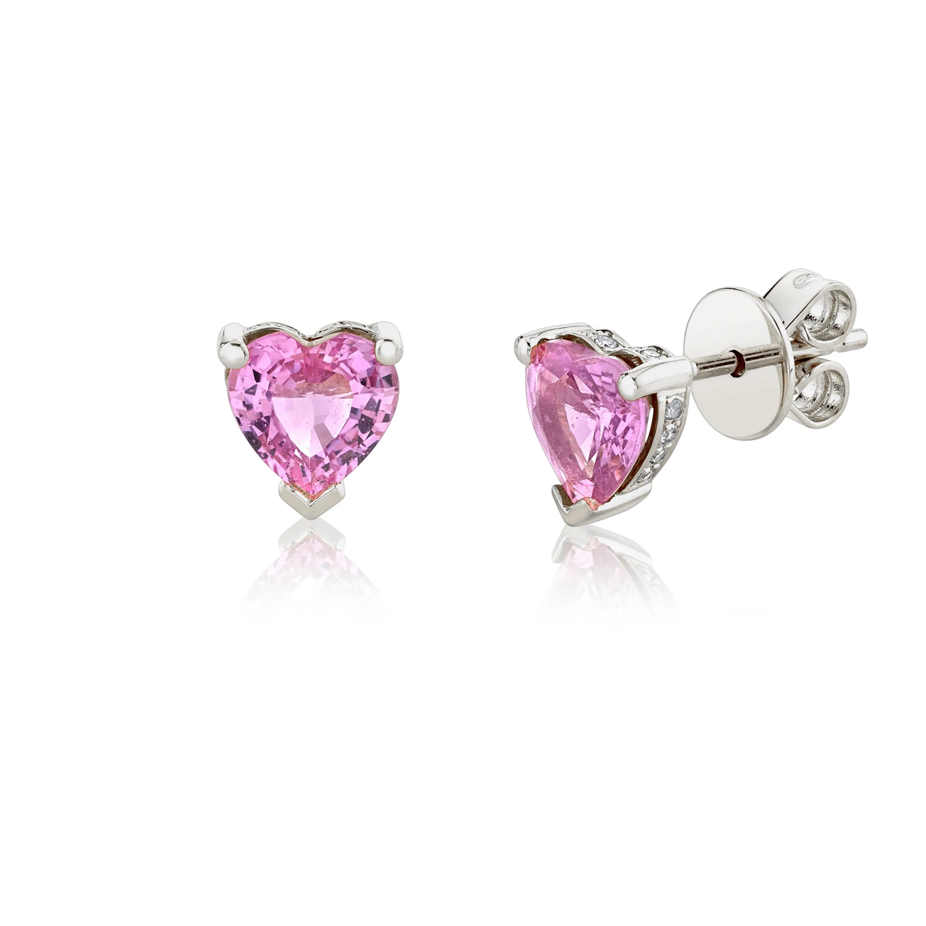 PINK SAPPHIRE HEART HALO STUDS