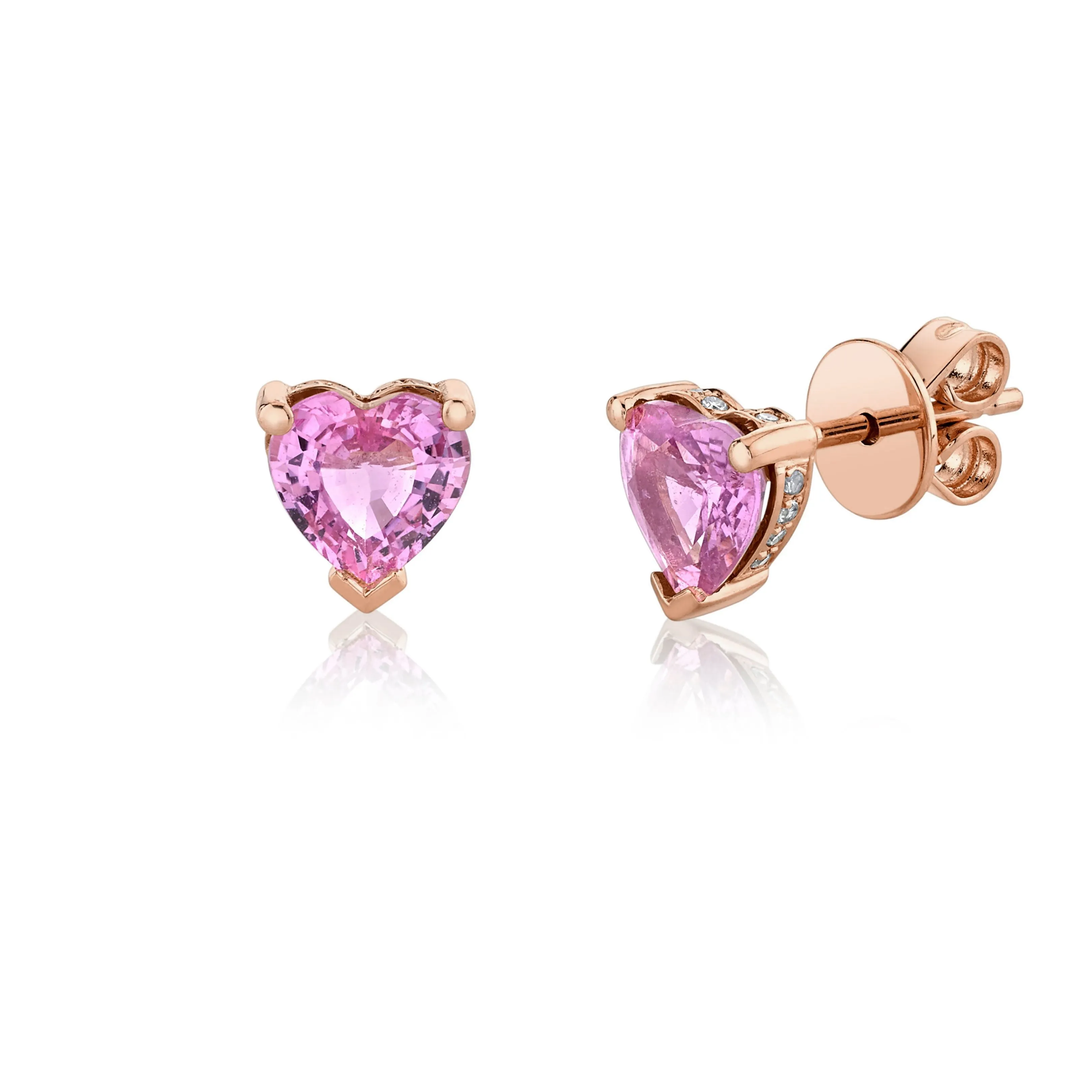 PINK SAPPHIRE HEART HALO STUDS