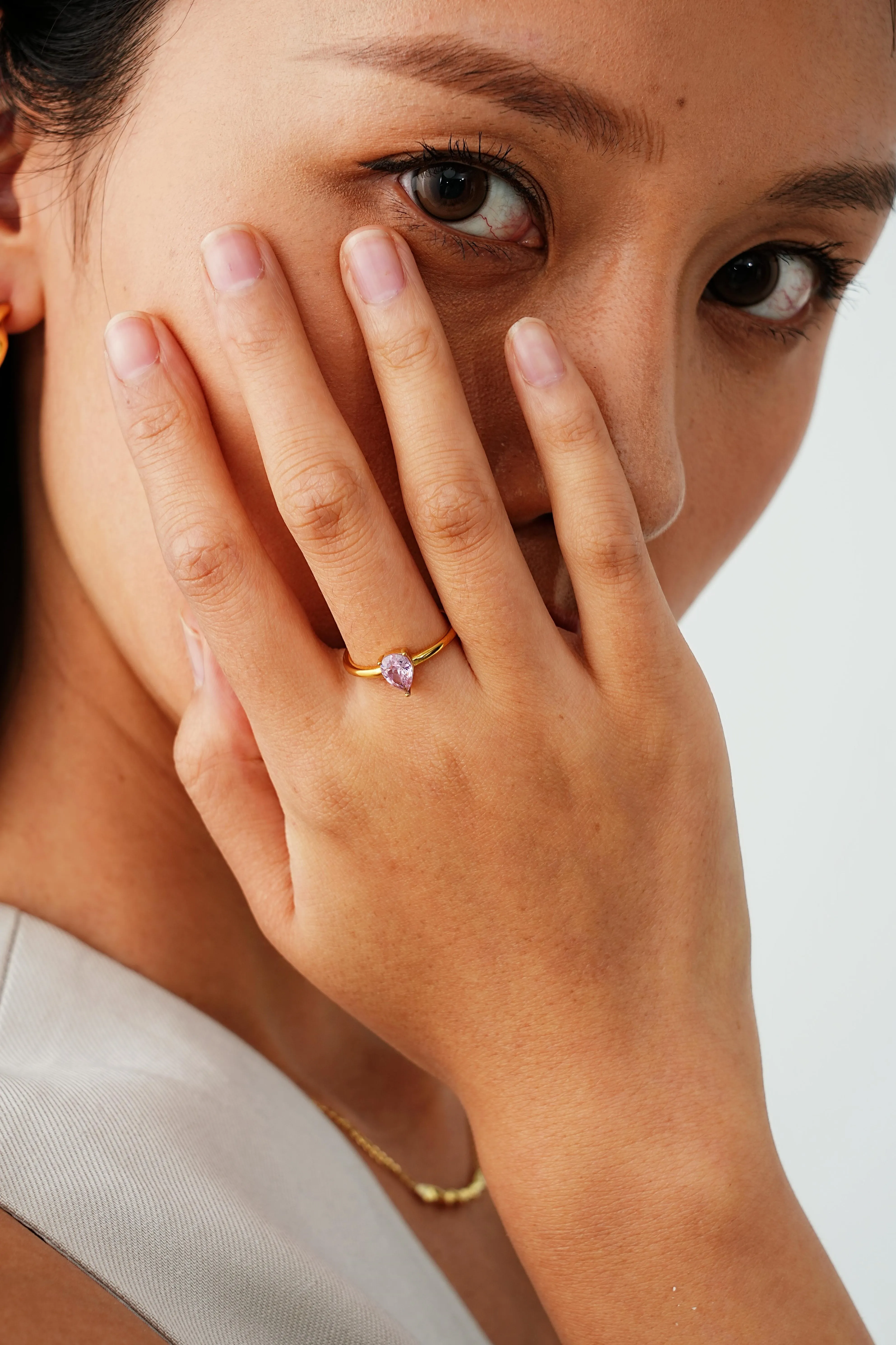 Pink Sparkling Zircon Ring