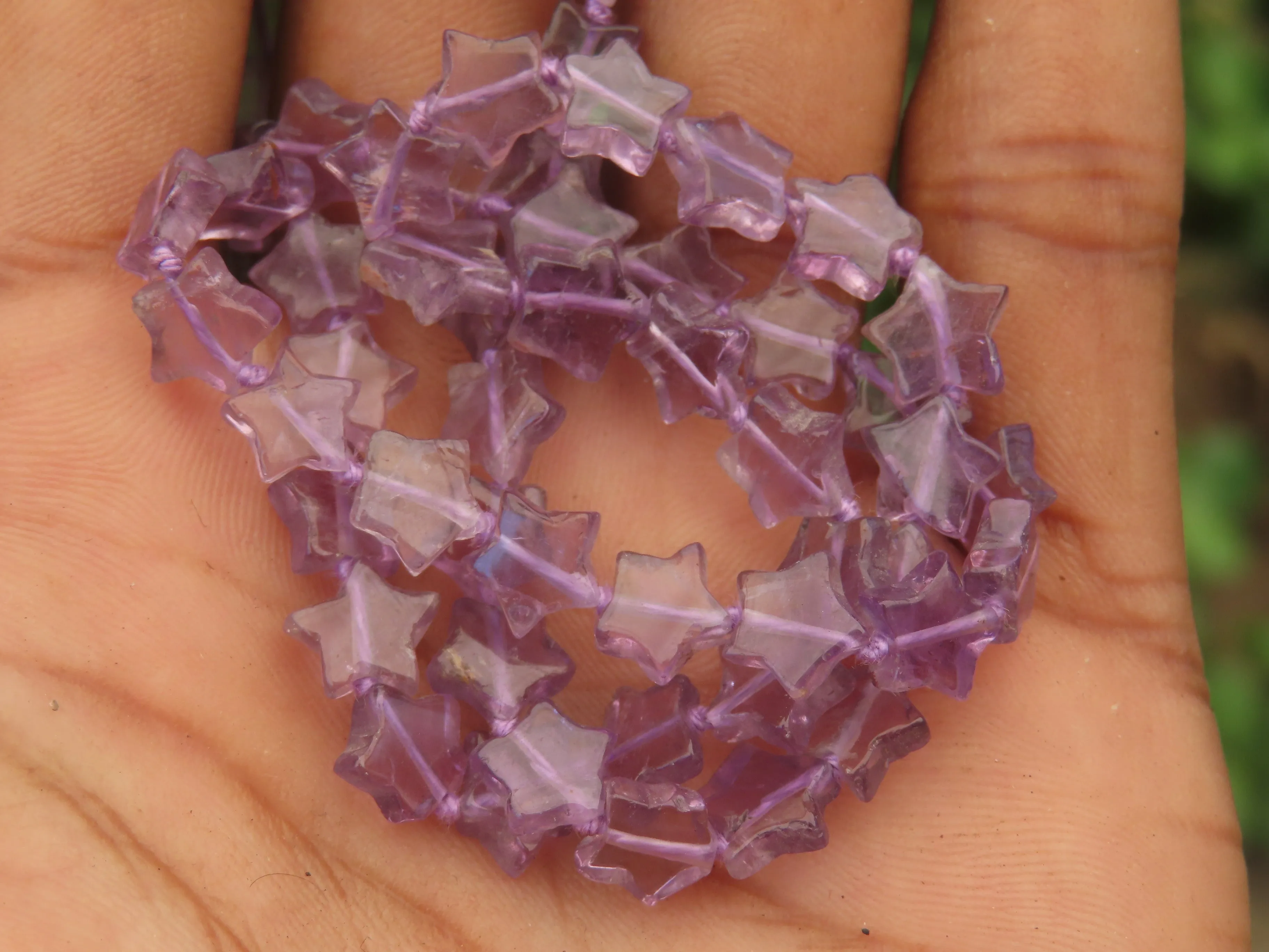 Polished Amethyst Fancy Star Shaped Beaded Necklace - Sold per Item- From Zambia