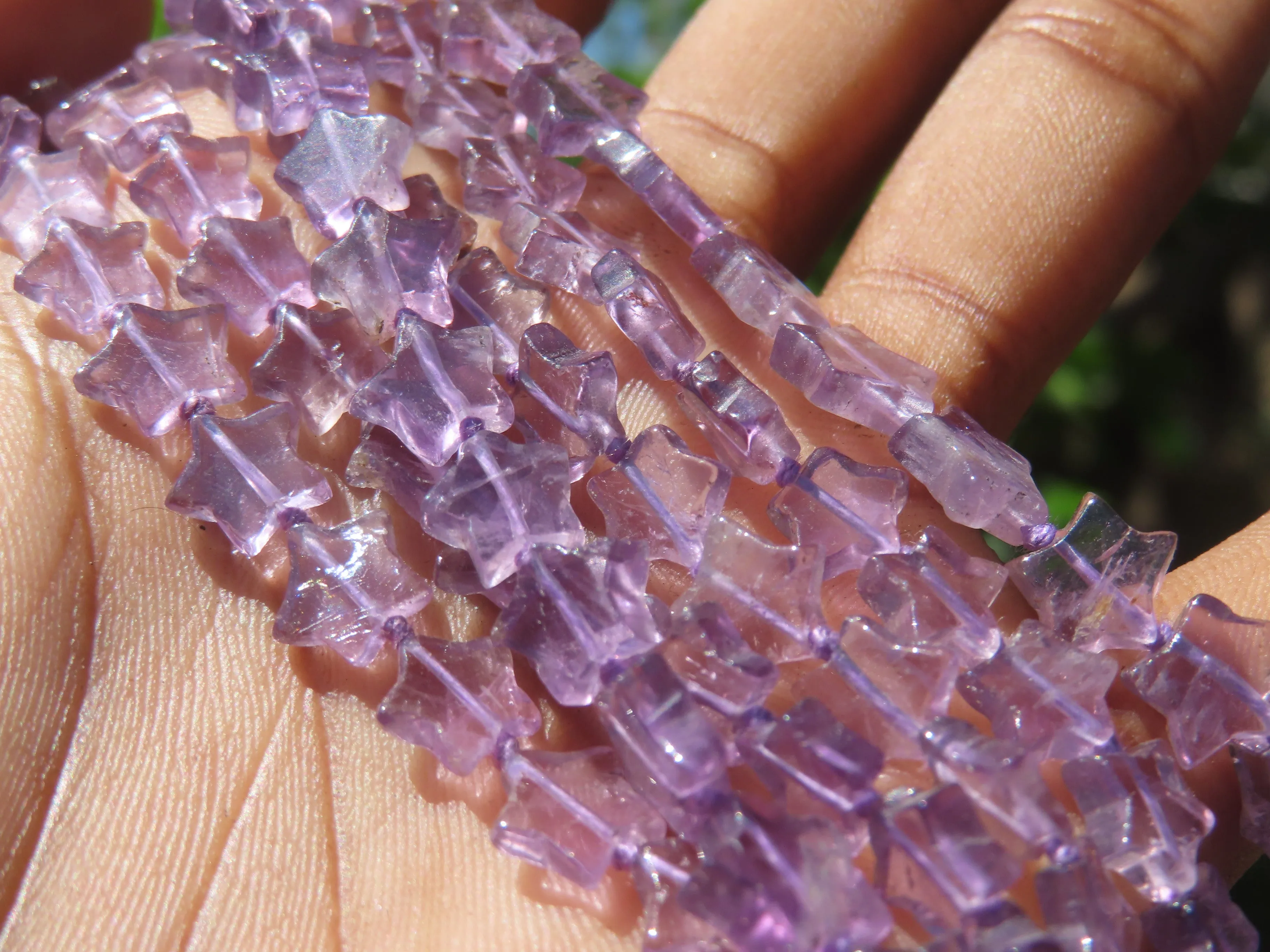 Polished Amethyst Fancy Star Shaped Beaded Necklace - Sold per Item- From Zambia