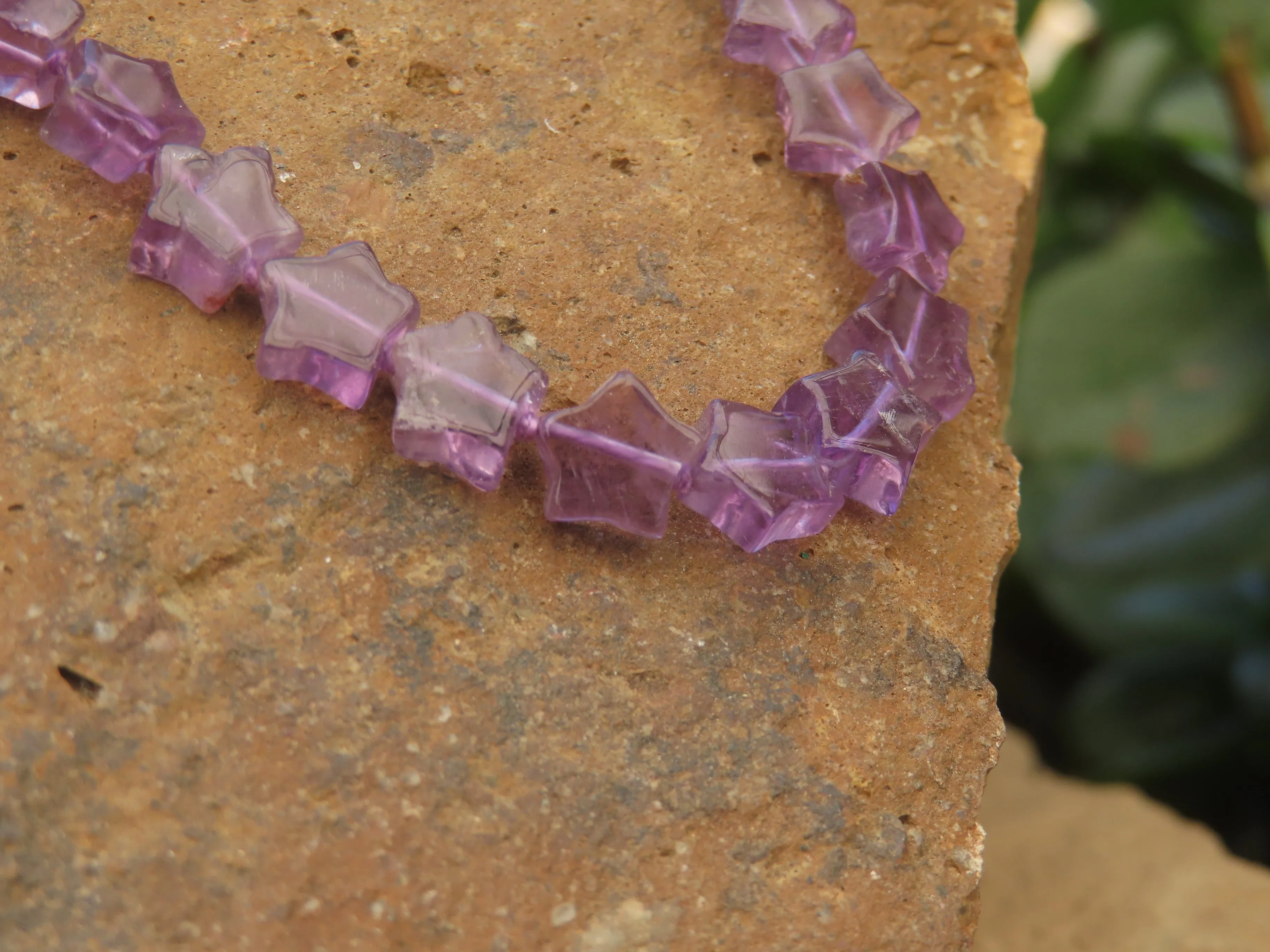 Polished Amethyst Fancy Star Shaped Beaded Necklace - Sold per Item- From Zambia