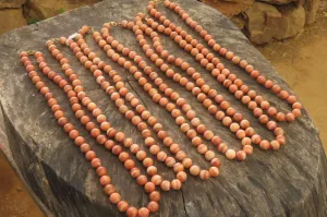 Polished Banded Red Jasper Ball Shaped Bead Necklace - Sold Per Item - From Namibia