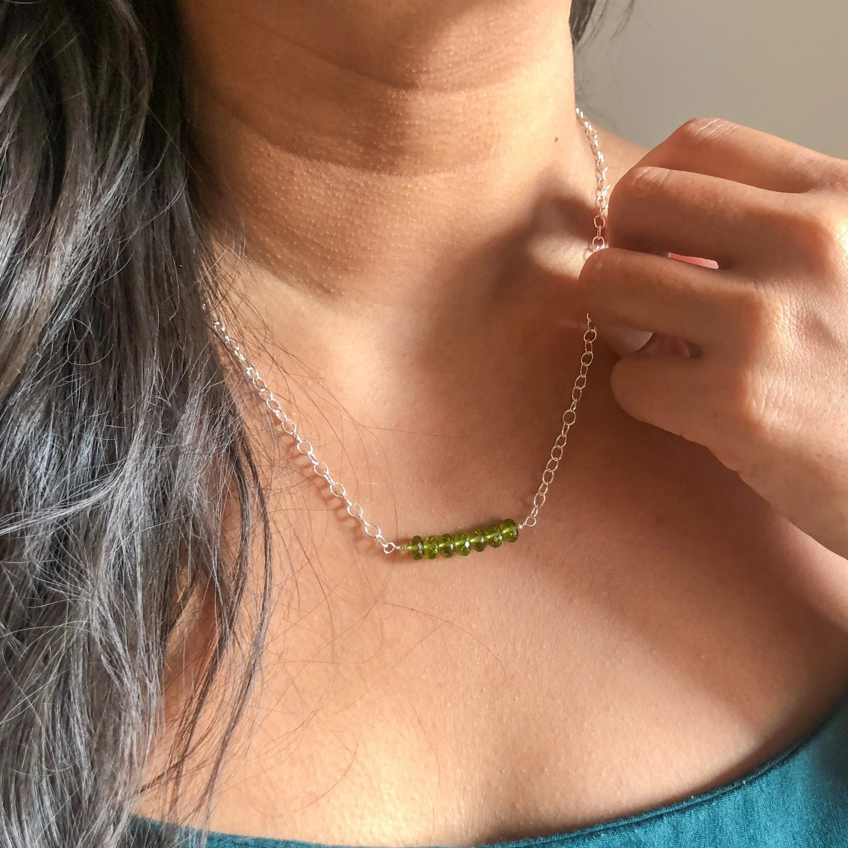 Power Peridot Signature Bar Necklace