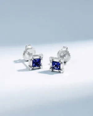 Princess Midi Dark Blue Sapphire Studs