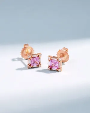 Princess Midi Pink Sapphire Studs