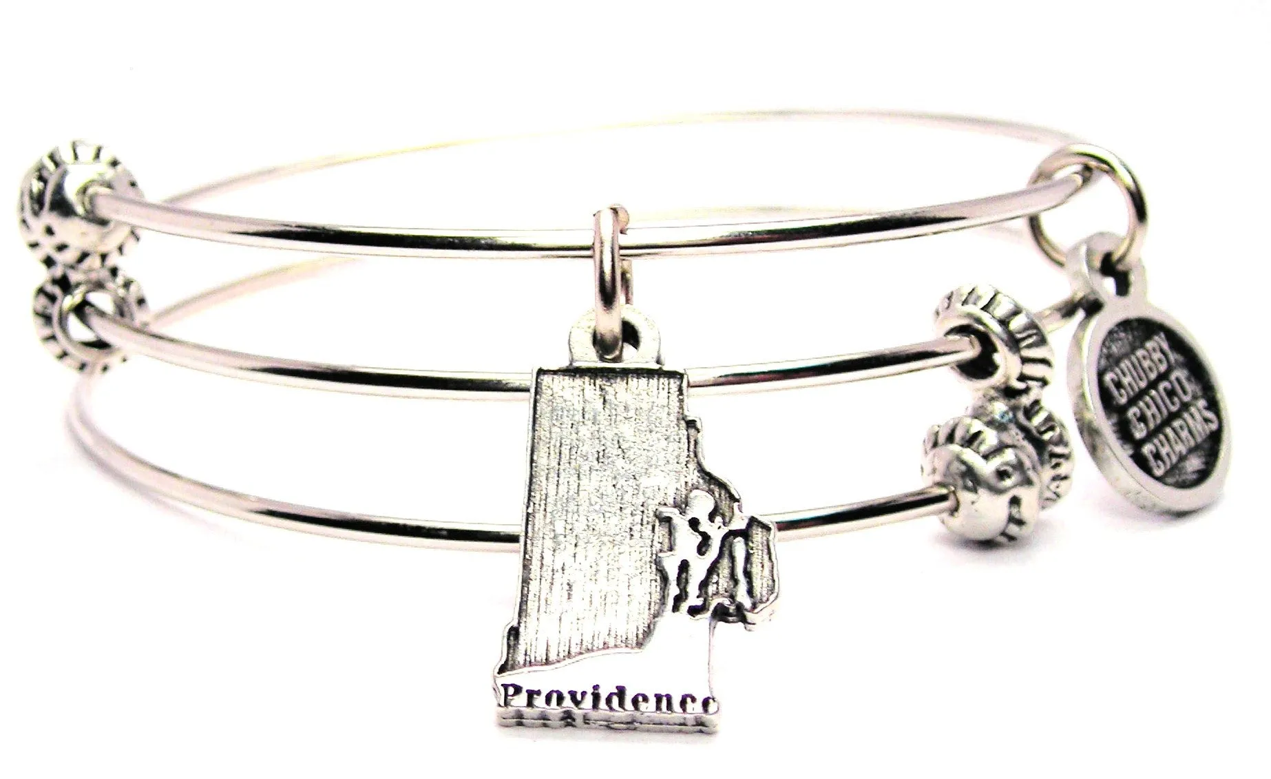 Providence Rhode Island Triple Style Expandable Bangle Bracelet