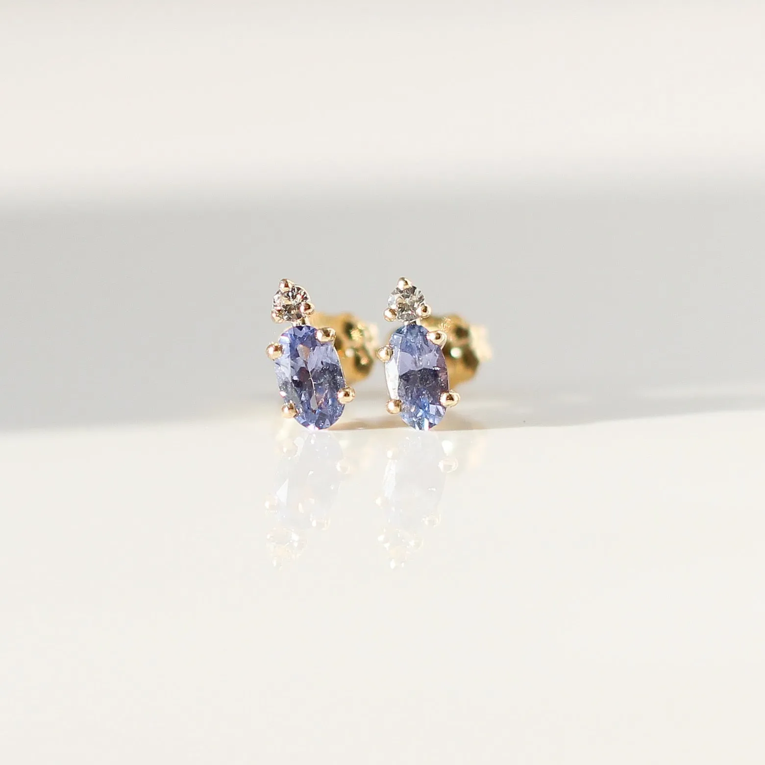 Purple Sapphire Oval Studs