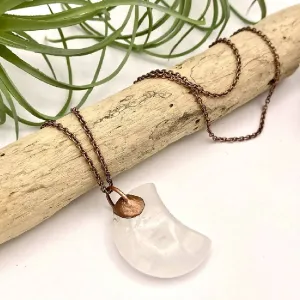 Quartz Crescent Moon Pendant Necklace