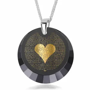 "I Love You" in 120 Languages, 14k White Gold Necklace, Zirconia