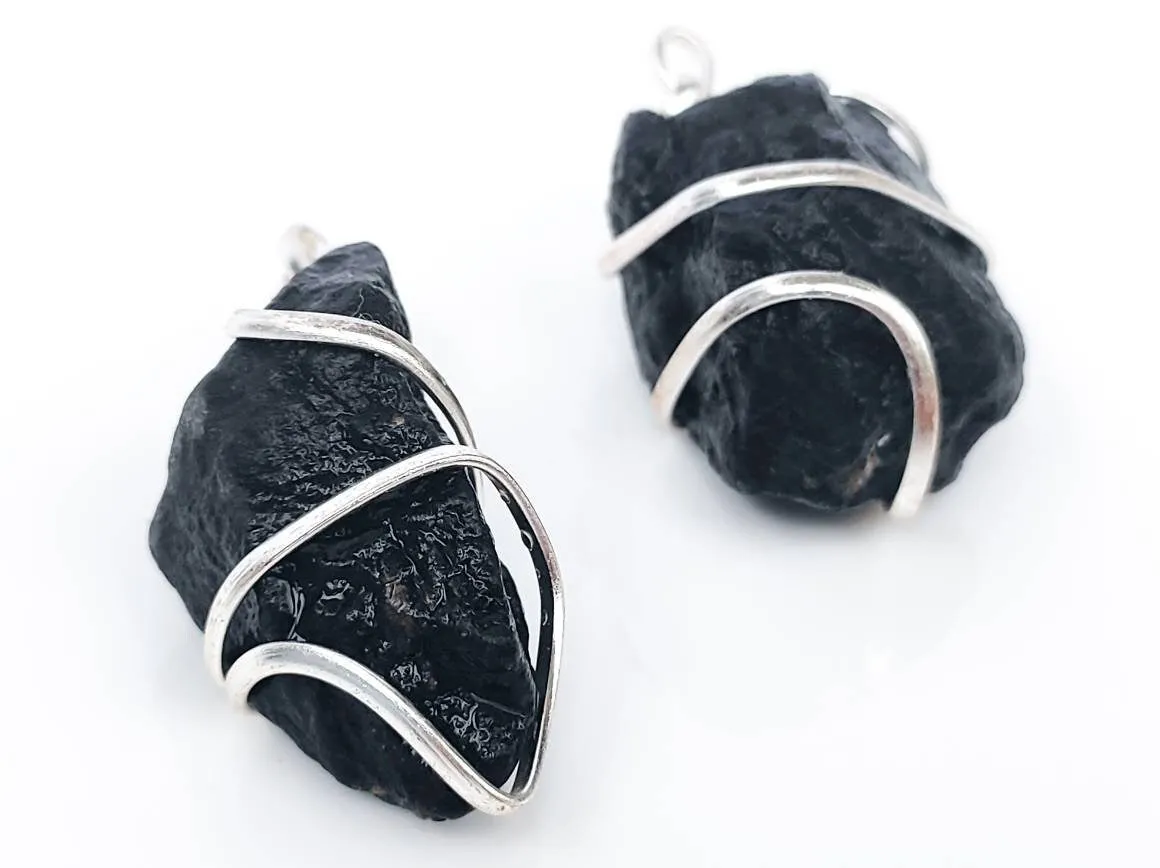 Raw Black Tourmaline Crystal Pendant Necklace