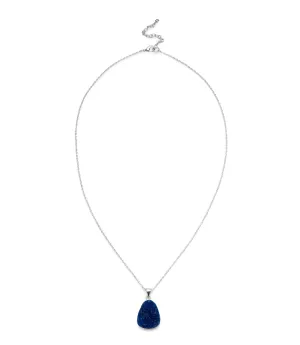 Rishima Druzy Drop Necklace Dark Blue Silver