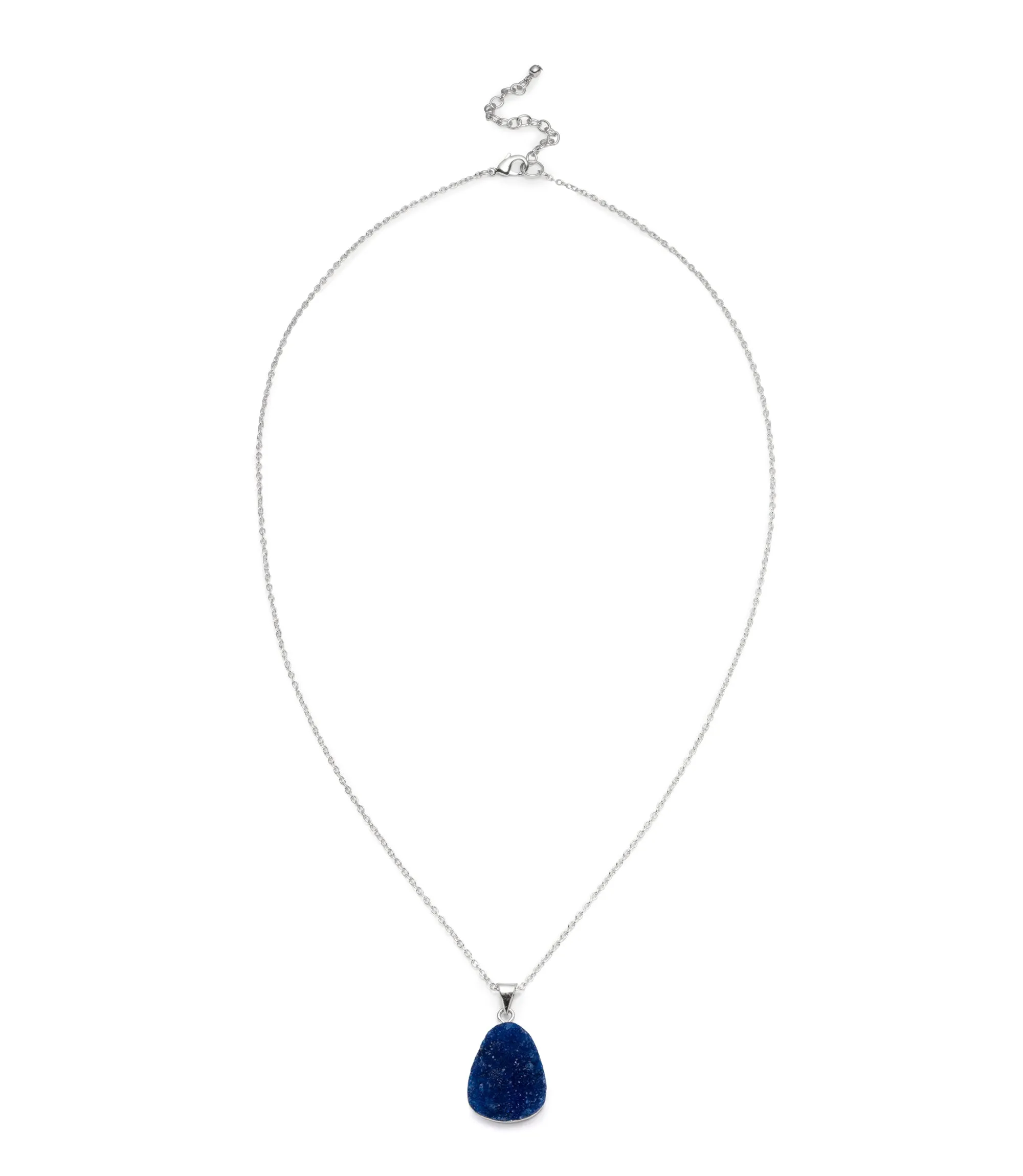 Rishima Druzy Drop Necklace Dark Blue Silver