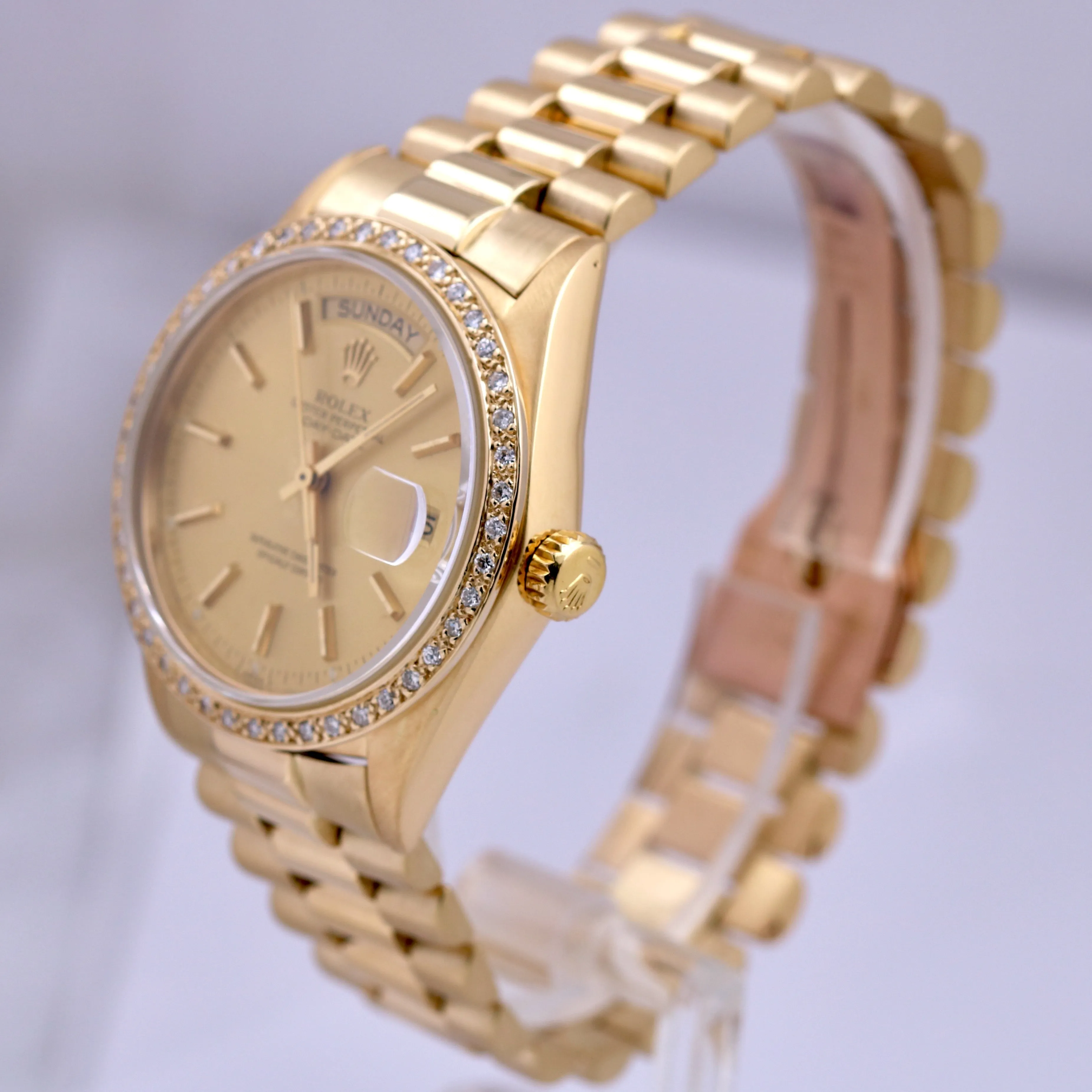 Rolex Day-Date President CHAMPAGNE DIAMOND 36mm 18K Yellow Gold 18038 Watch