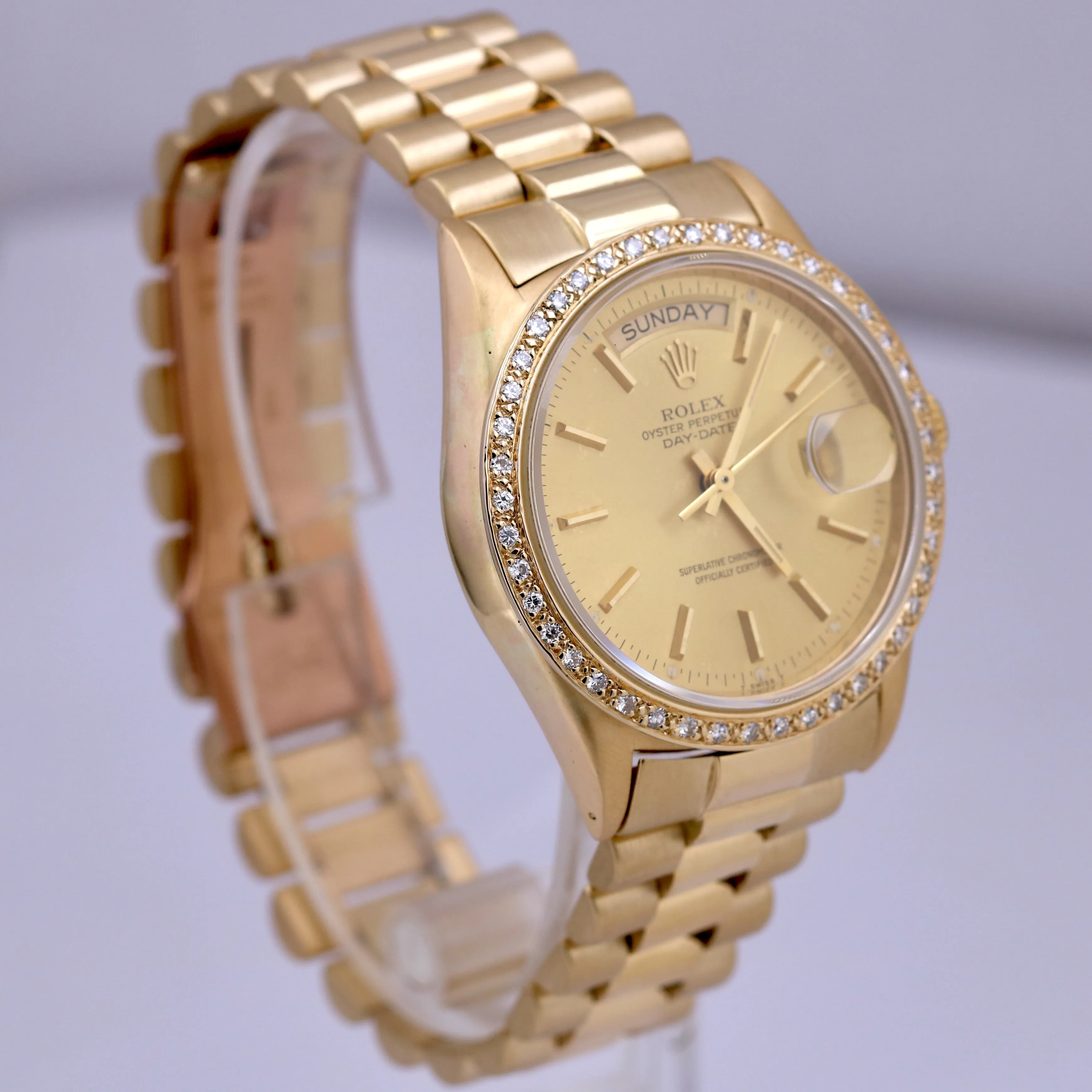 Rolex Day-Date President CHAMPAGNE DIAMOND 36mm 18K Yellow Gold 18038 Watch