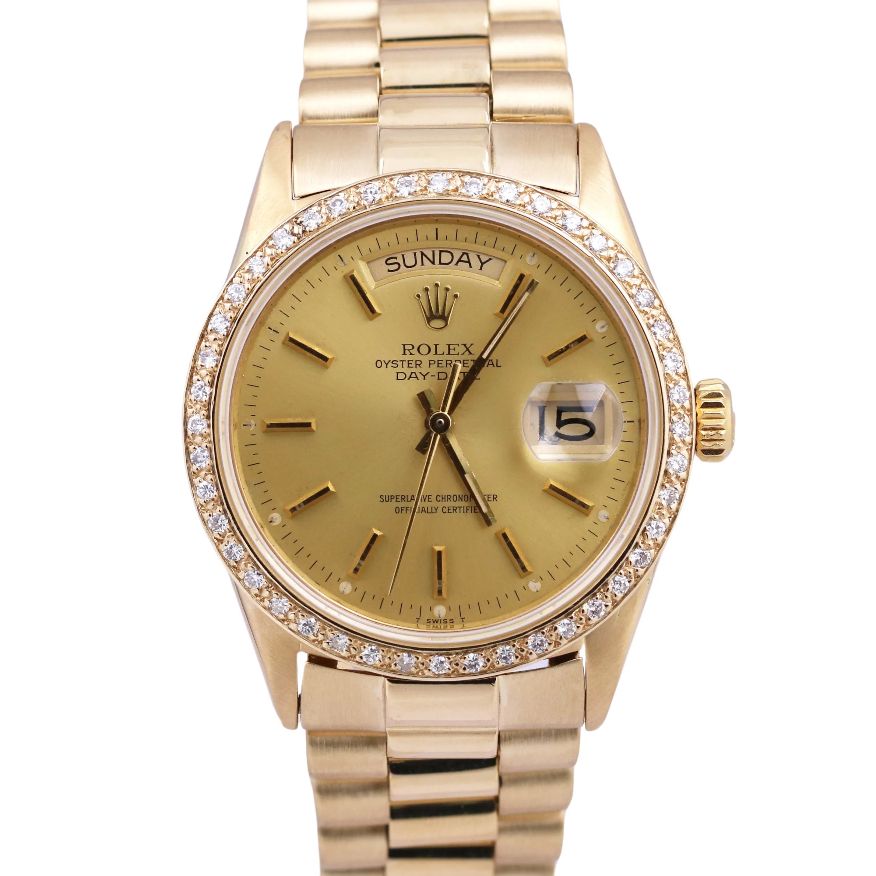 Rolex Day-Date President CHAMPAGNE DIAMOND 36mm 18K Yellow Gold 18038 Watch