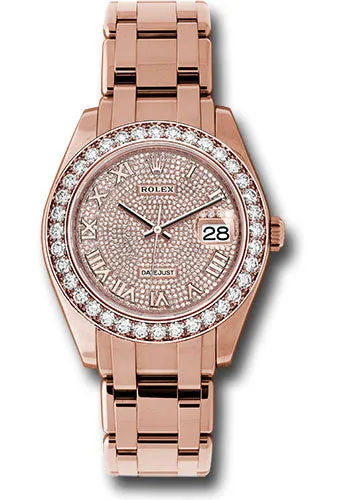 Rolex Everose Gold Datejust Pearlmaster 39 Watch - 36 Diamond Bezel - Diamond Paved Roman Dial - 86285 dpr