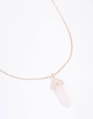 Rose Gold Semi-Precious Rose Quartz Statement Shard Necklace