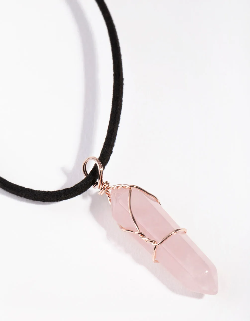 Rose Gold Wire Wrap Rose Quartz Necklace