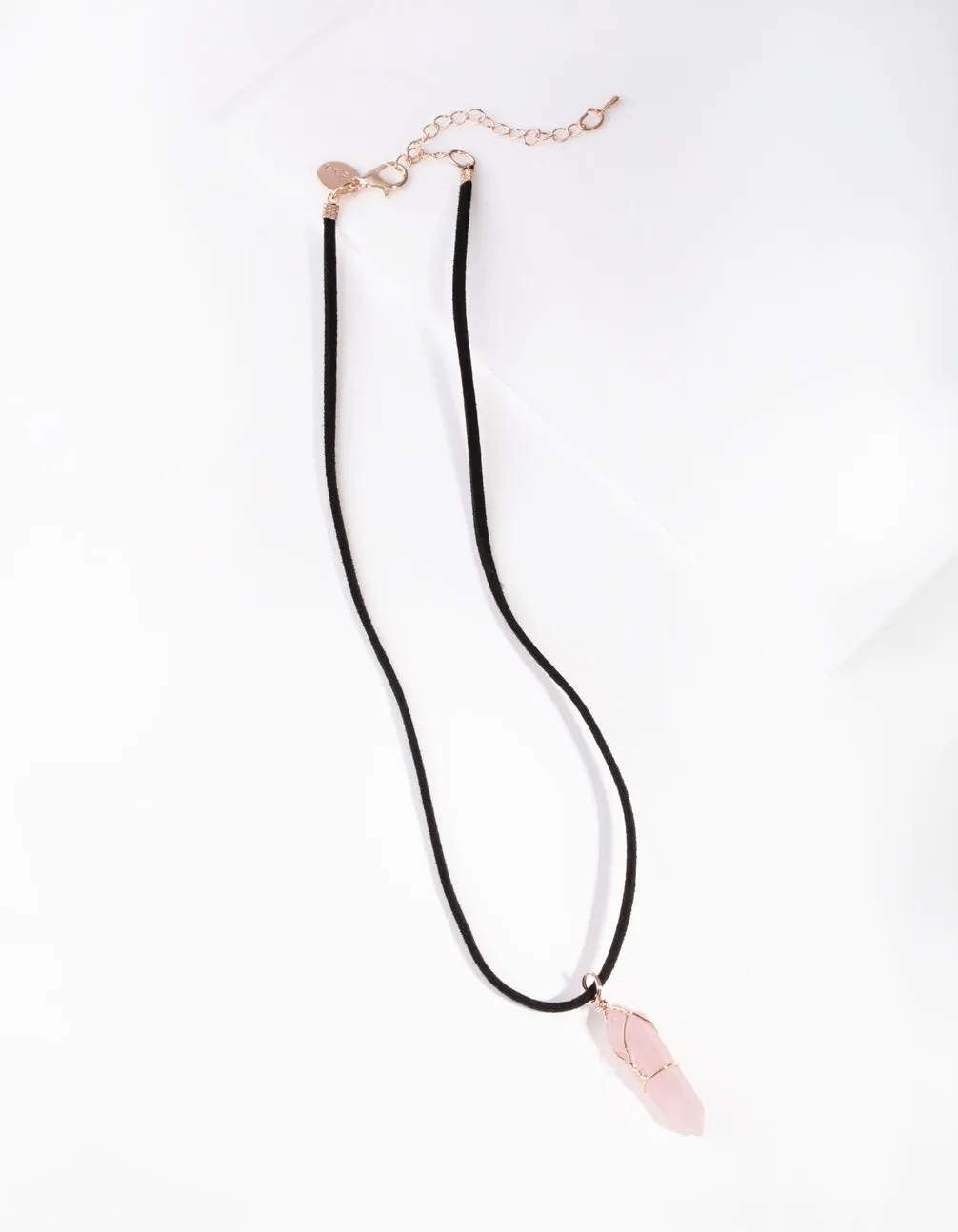 Rose Gold Wire Wrap Rose Quartz Necklace