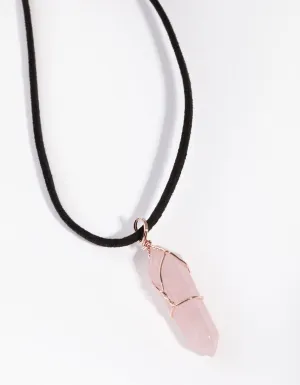 Rose Gold Wire Wrap Rose Quartz Necklace